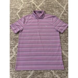 Men's Size Large G/Fore Athletic Golf Polo Shirt Pink Striped Black Clean G4‎